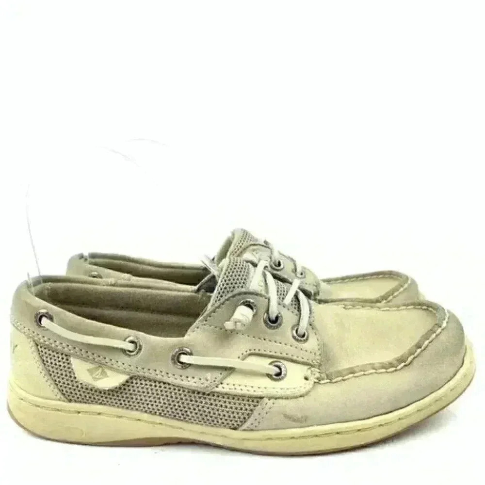 Sperry topsider flats 7 beige leather memory foam